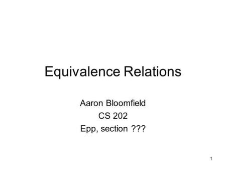 Equivalence Relations