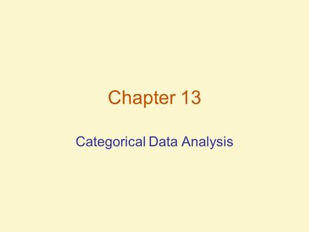 Categorical Data Analysis