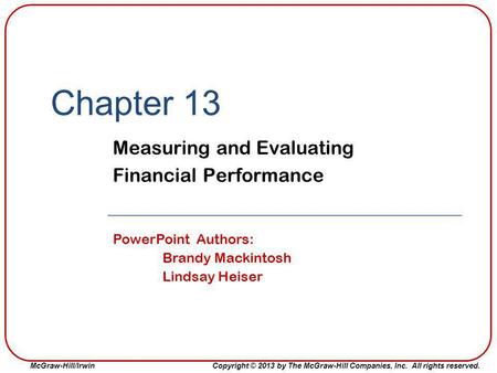 Measuring and Evaluating Financial Performance