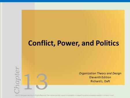 Conflict, Power, and Politics