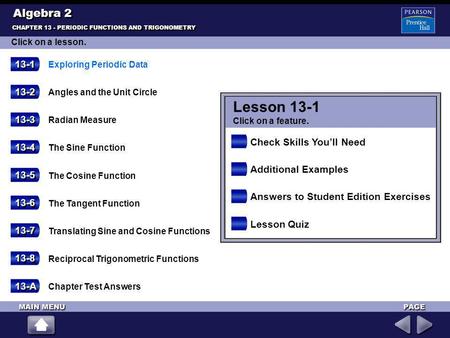 Lesson 13-1 Algebra Check Skills You’ll Need 13-4