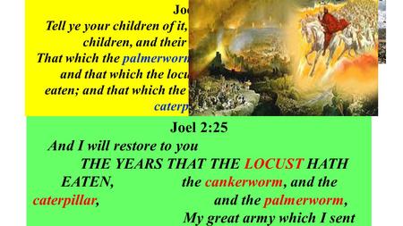 Island Glades Gospel Chapel 30 th Nov. 2014 The Years That The Locust Hath Eaten, Joel 1:4; 2:25 Part 1 – The YEARS in The DAY of the Lord Or Israel’s.