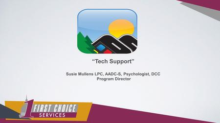 “Tech Support” Susie Mullens LPC, AADC-S, Psychologist, DCC Program Director.