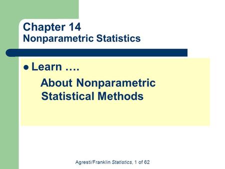 Chapter 14 Nonparametric Statistics