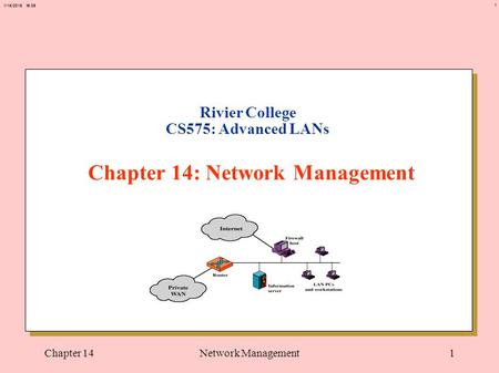 1 1/15/2015 16:37 Chapter 14Network Management1 Rivier College CS575: Advanced LANs Chapter 14: Network Management.