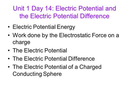 Electric Potential Energy