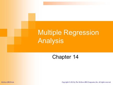 Multiple Regression Analysis