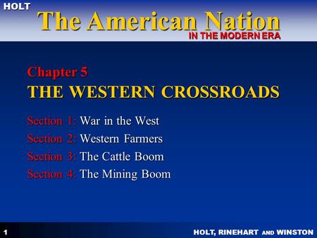 Chapter 5 THE WESTERN CROSSROADS