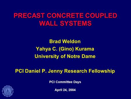 PRECAST CONCRETE COUPLED WALL SYSTEMS