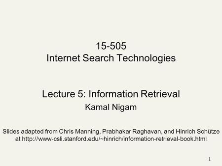 Internet Search Technologies