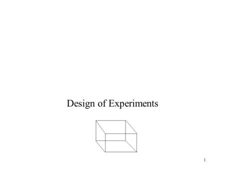 1 Design of Experiments. 2 DESIGN OF EXPERIMENTS Purposeful changes of the inputs (factors) to a process in order to observe corresponding changes in.