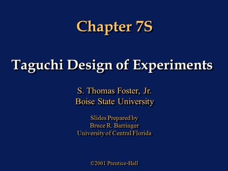 Taguchi Design of Experiments