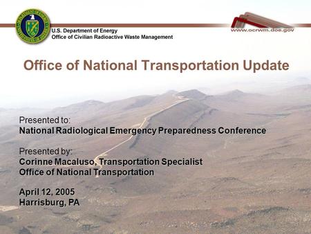 Office of National Transportation Update