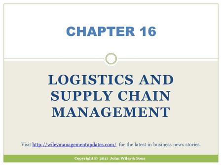 Logistics and supply chain management