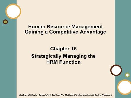 Human Resource Management Gaining a Competitive Advantage