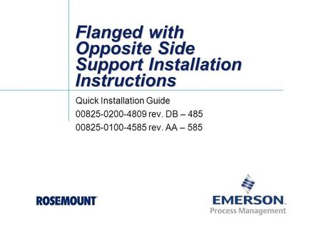 Flanged with Opposite Side Support Installation Instructions