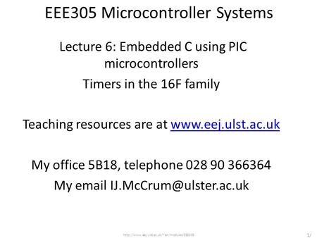 EEE305 Microcontroller Systems