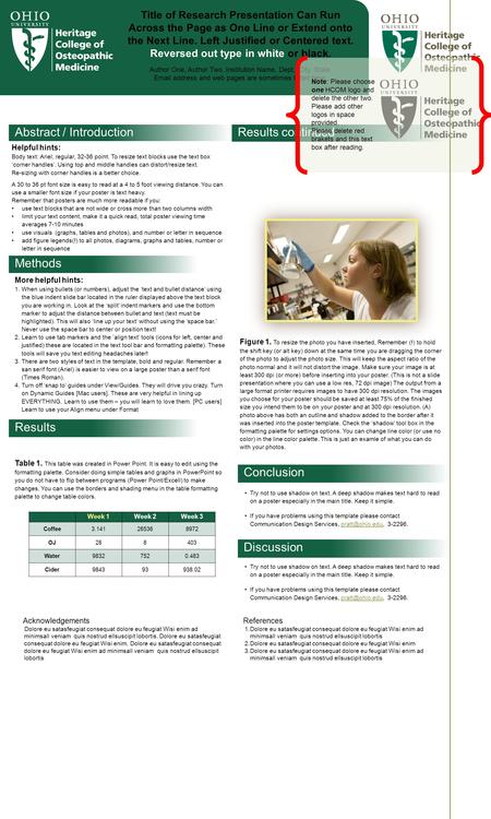 Results continued Title of Research Presentation Can Run Across the Page as One Line or Extend onto the Next Line. Left Justified or Centered text. Reversed.