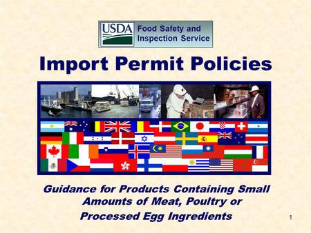 1 Food Safety and Inspection Service Import Permit Policies Guidance for Products Containing Small Amounts of Meat, Poultry or Processed Egg Ingredients.