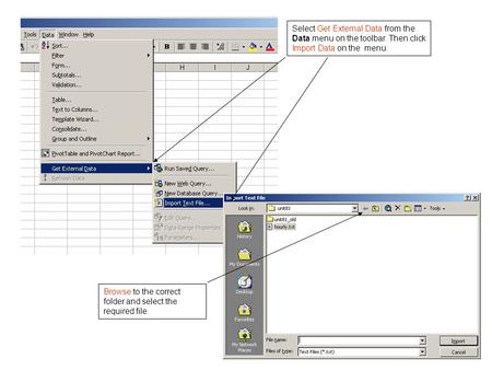 Select Get External Data from the Data menu on the toolbar. Then click Import Data on the menu. Browse to the correct folder and select the required file.