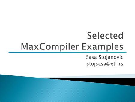 Selected MaxCompiler Examples