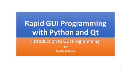 Rapid GUI Programming with Python and Qt