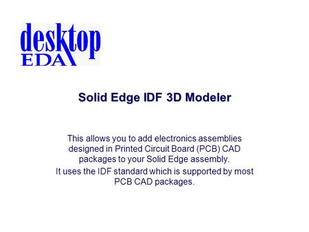 Solid Edge IDF 3D Modeler