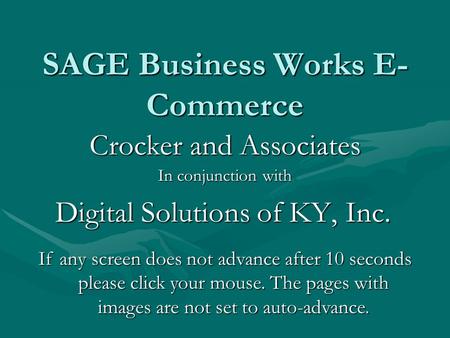 SAGE Business Works E-Commerce