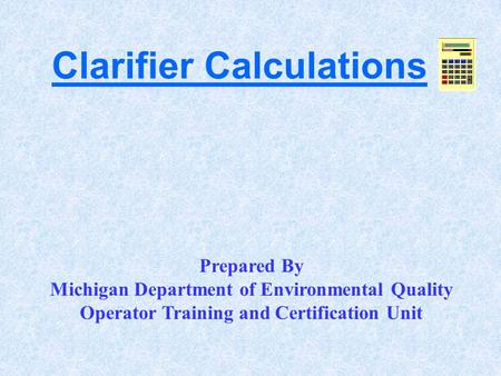 Clarifier Calculations