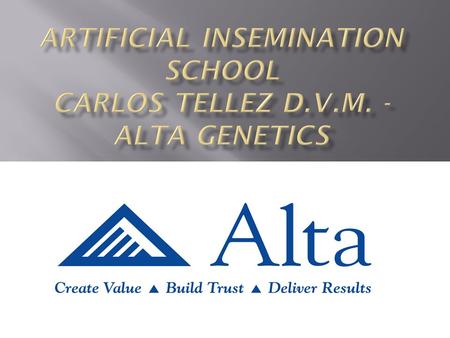 ARTIFICIAL INSEMINATION SCHOOL CARLOS TELLEZ D.V.M. - ALTA GENETICS