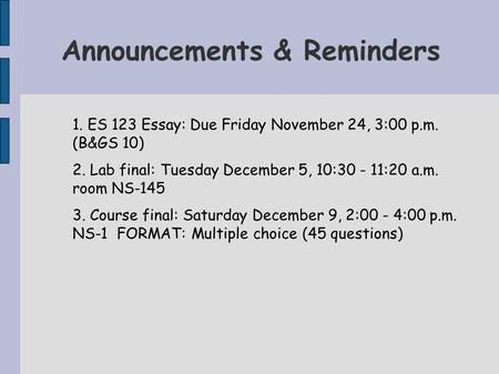 Announcements & Reminders