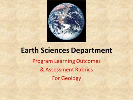 Earth Sciences Department