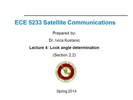 ECE 5233 Satellite Communications