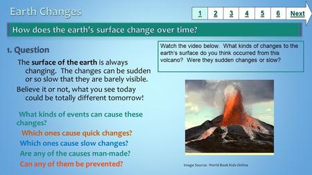 The surface of the earth is always changing. The changes can be sudden or so slow that they are barely visible. Believe it or not, what you see today could.