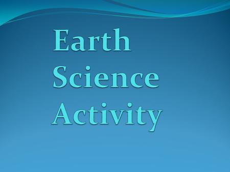 Earth Science Activity