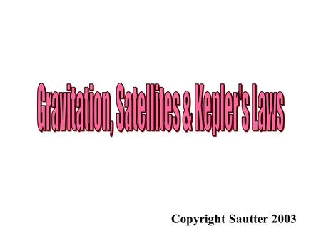 Copyright Sautter 2003. Gravitation The Law of Universal Gravitation is based on the observed fact that all masses attract all other masses. The force.