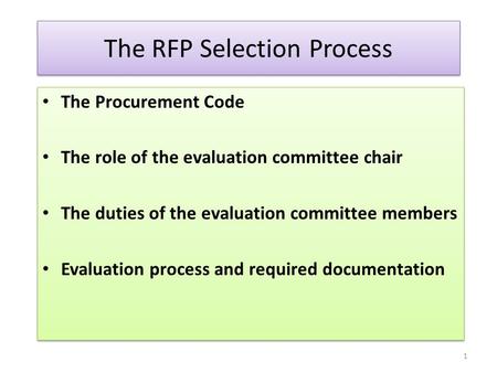 The RFP Selection Process