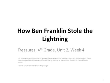 How Ben Franklin Stole the Lightning