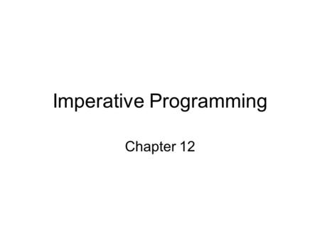 Imperative Programming