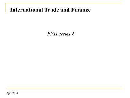 International Trade and Finance