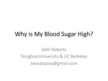 Why is My Blood Sugar High?