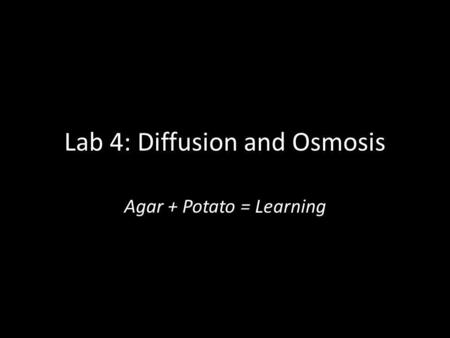 Lab 4: Diffusion and Osmosis