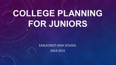 COLLEGE PLANNING FOR JUNIORS EAGLECREST HIGH SCHOOL 2014-2015.