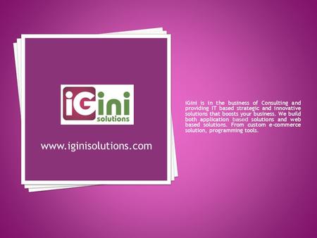 IGini is in the business of Consulting and providing IT based strategic and innovative solutions that boosts your business. We build both application based.