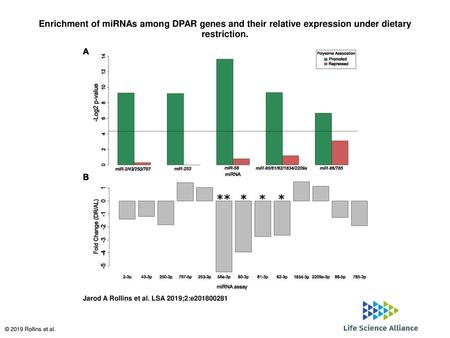 Enrichment of miRNAs among DPAR genes and their relative expression under dietary restriction. Enrichment of miRNAs among DPAR genes and their relative.