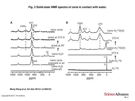 Fig. 2 Solid-state NMR spectra of ceria in contact with water.