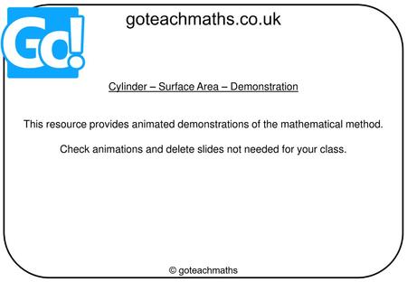 Cylinder – Surface Area – Demonstration