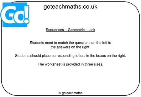 Sequences – Geometric – Link