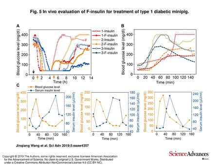 Fig. 5 In vivo evaluation of F-insulin for treatment of type 1 diabetic minipig. In vivo evaluation of F-insulin for treatment of type 1 diabetic minipig.