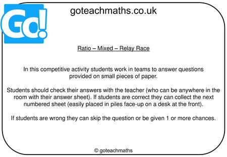 Ratio – Mixed – Relay Race